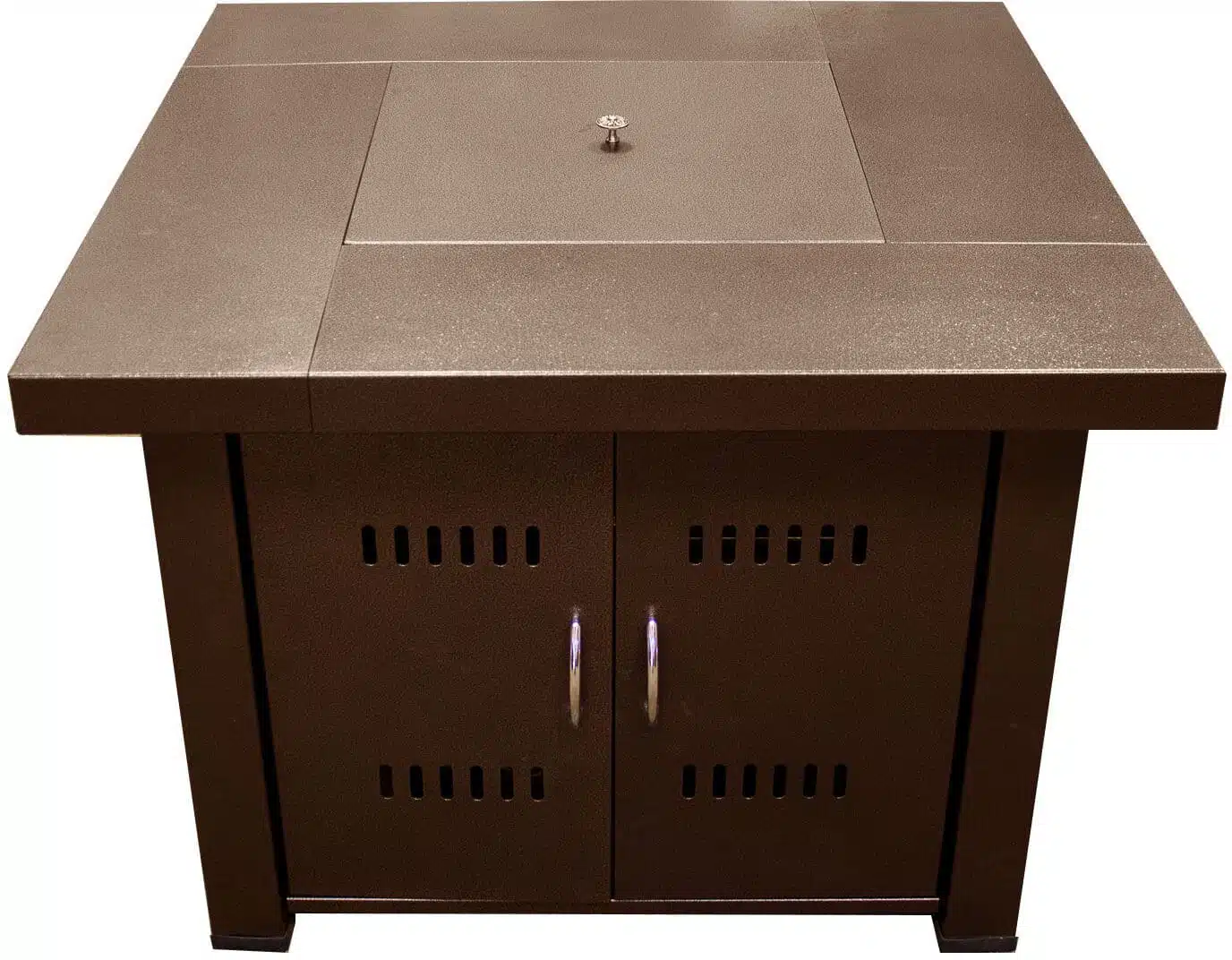 Hammered Bronze Square Fire Pit with Lid