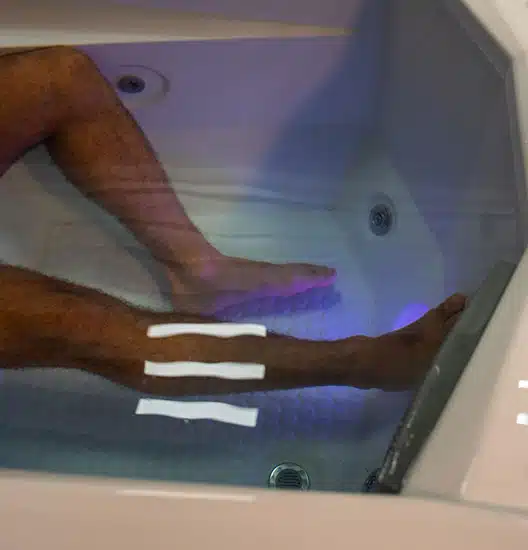 Relaxing in Arizona Cold Plunge Tub for Muscle Recovery and Relief