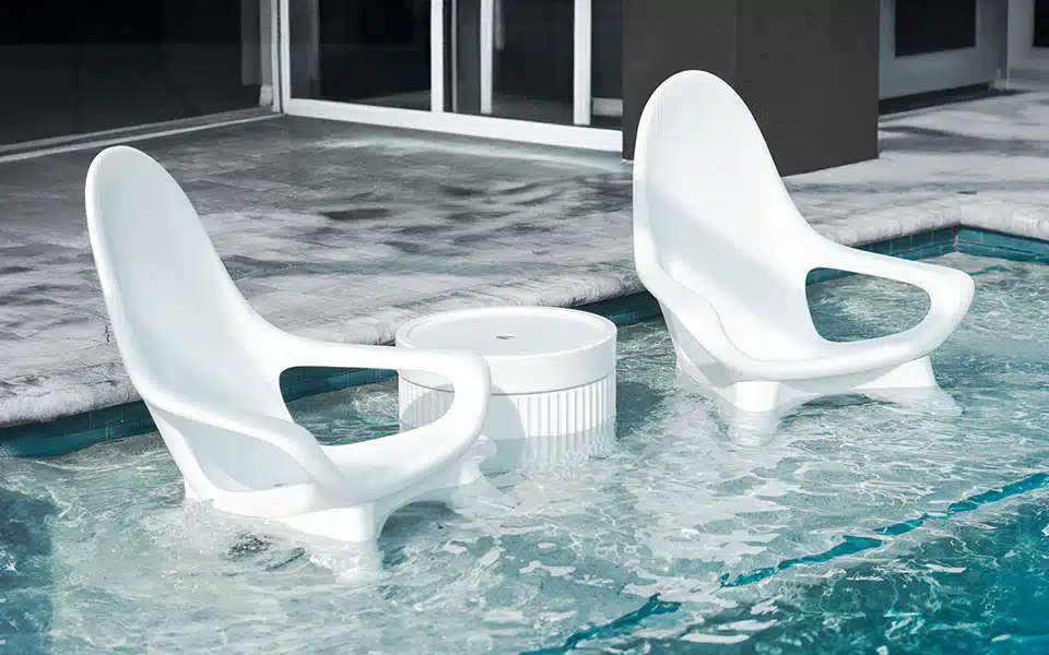 Splash Moon Chair Ripple Table White