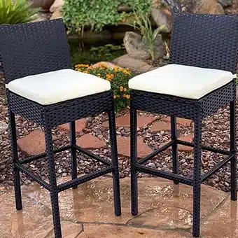 Outdoor Kitchen Component: Rattan Bar Stools with footrest